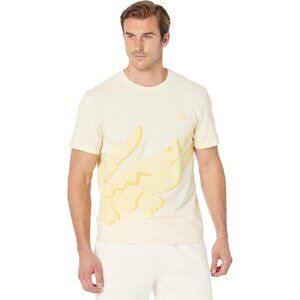 Lacoste Yellow Crocodile Print Crew Neck Stretch Organic Cotton TShirt Size XL